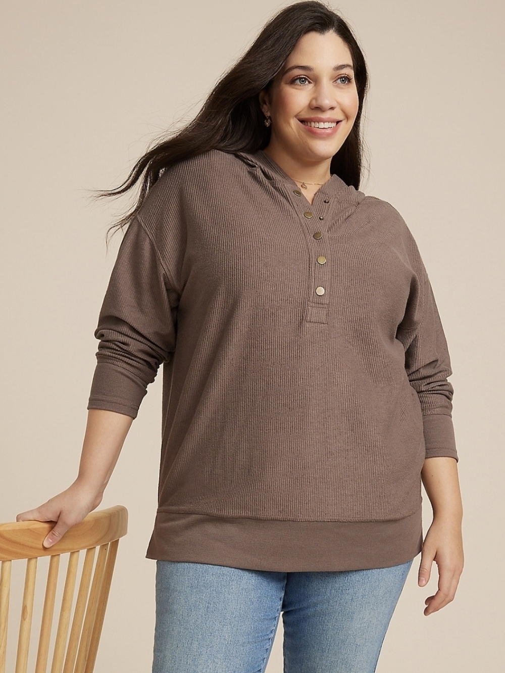 Maurices Corded Ribbed Hoodie